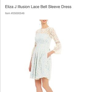 Eliza j lace illusion bell sleeve dress